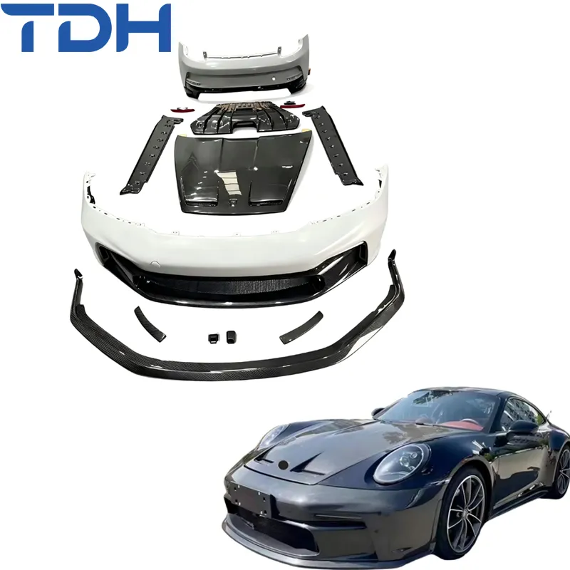Acessórios para Carros Bumper de Fibra de Carbono para 2019+Porsche Carrera 911 992 Facelift para Gt3 Bumper Dianteiro e Traseiro com Peças de Carro em Fibra de Carbono Secas