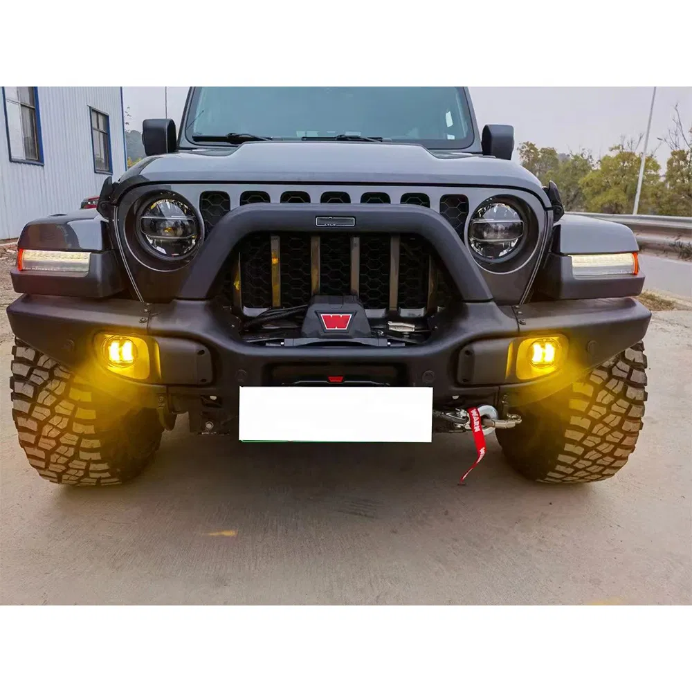 Bumper de Auto para Jeep Wrangler Jl 2018-2025 Peça Automotiva Offroad Carro de Alta Qualidade 4X4 Bumper Frontal Estilo Curto em Aço Personalizado