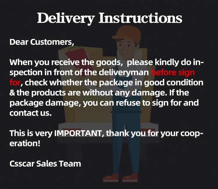 Instruções de entrega e envio