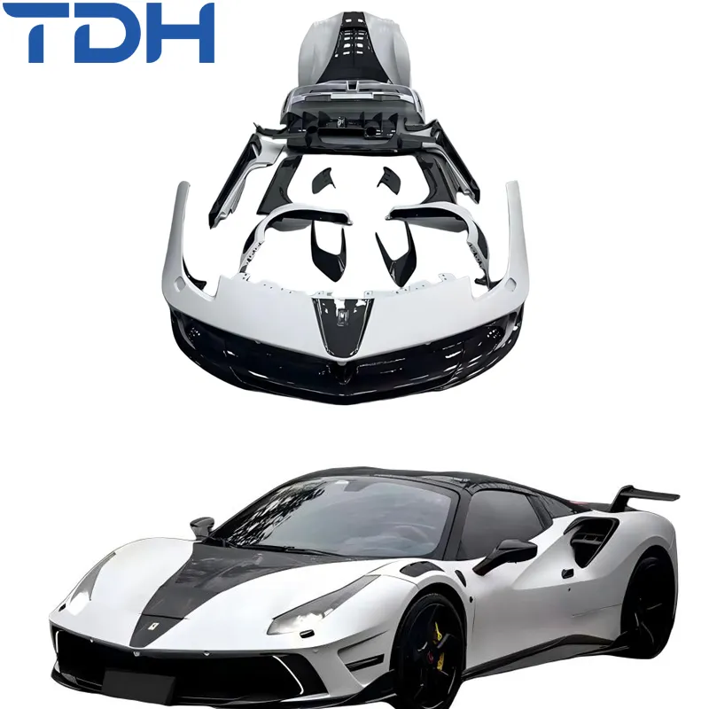 Para-choque de Carbono de Alta Qualidade para Ferrari 488 Facelift para Para-choque Frontal Mansory Para-choque Traseiro com Peças de Carro em Carbono