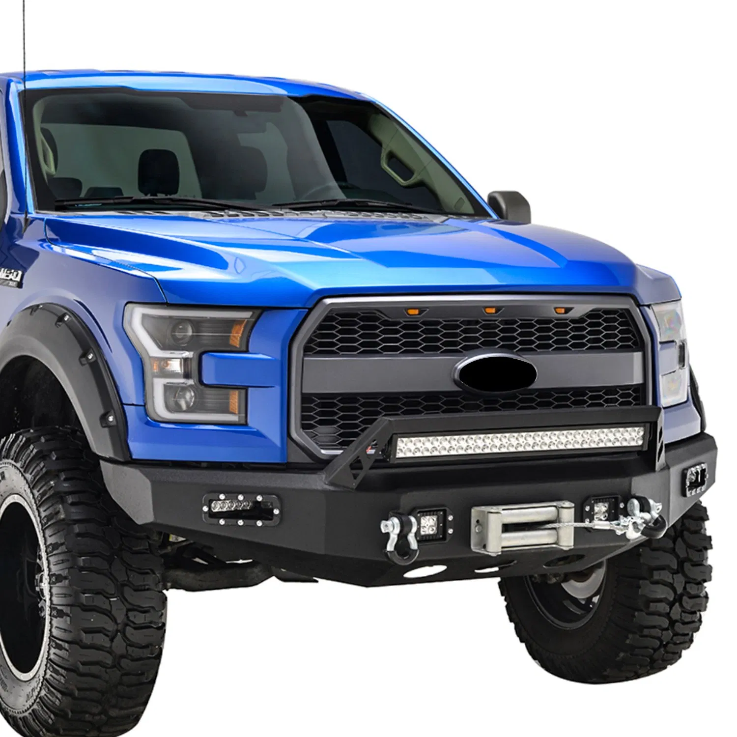 Bumper Dianteiro de Aço com LED/Utilização de Bumper Automotivo para Modificação do Bumper do Caminhão Ford F150 de 15-17