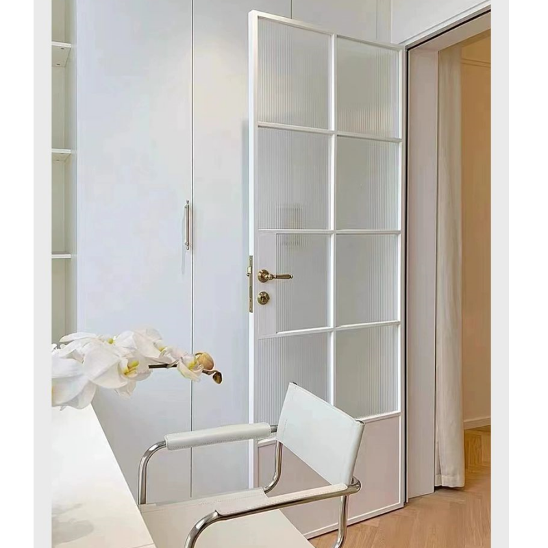 French Retro Old Iron Gate Aluminum Alloy Curved Door Toilet Arched Glass Doors Art Glass Door