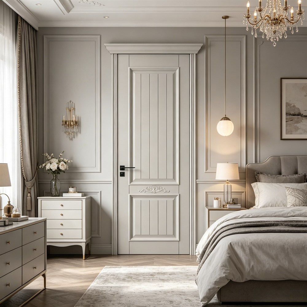Luxury Modern Arched Interior Wooden Door Customizable Natural Oak Texture Room Door For Minimalist Villa