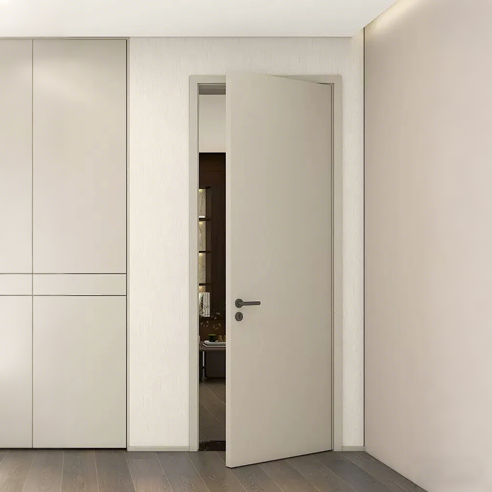 Residential Prehung Sound Insulation Modern Flush Design American Red Oak Veneer MDF Interior Solid Wood Door for Houses