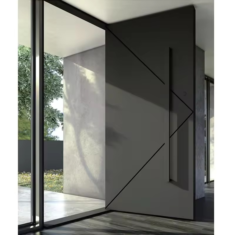 Customize House Anti-theft Entry Pivot Door Black Aluminum Stainless Steel Villa Exterior Security Entrance Front Main Door