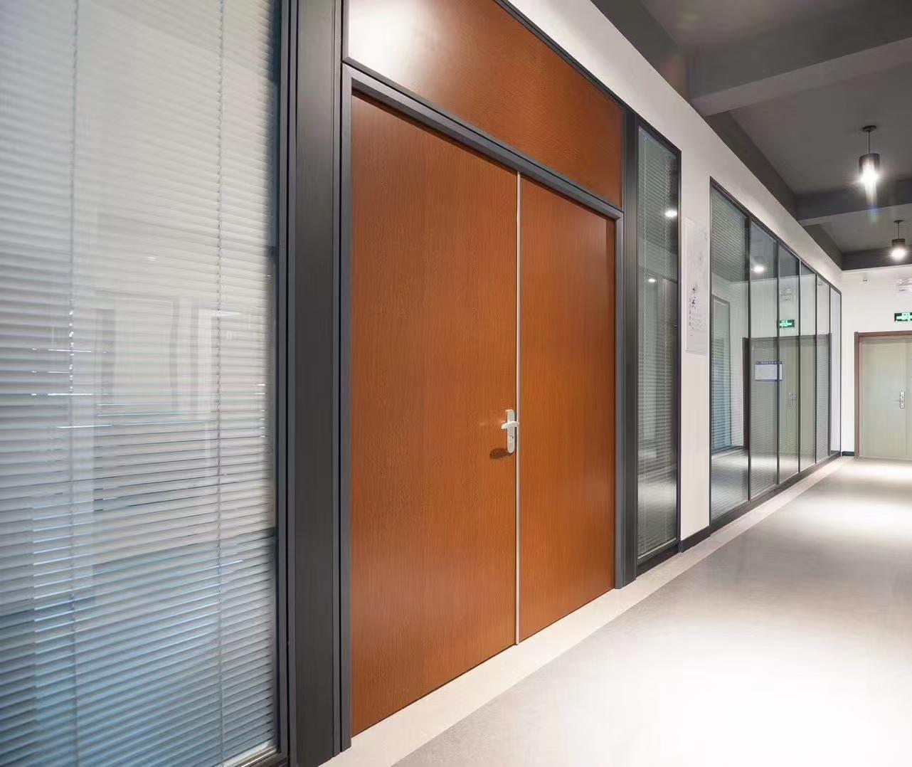 Wooden Office Interior Design Entry Doors Fireproof Soundproof Booth Partition Door Wooden Style Panel Door