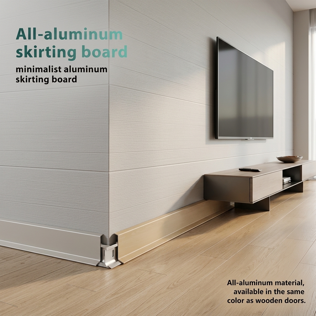 Modern Slim Aluminum Wood Interior Door Frameless Hidden Bedroom Soundproof Room Door Custom Home Wooden Door