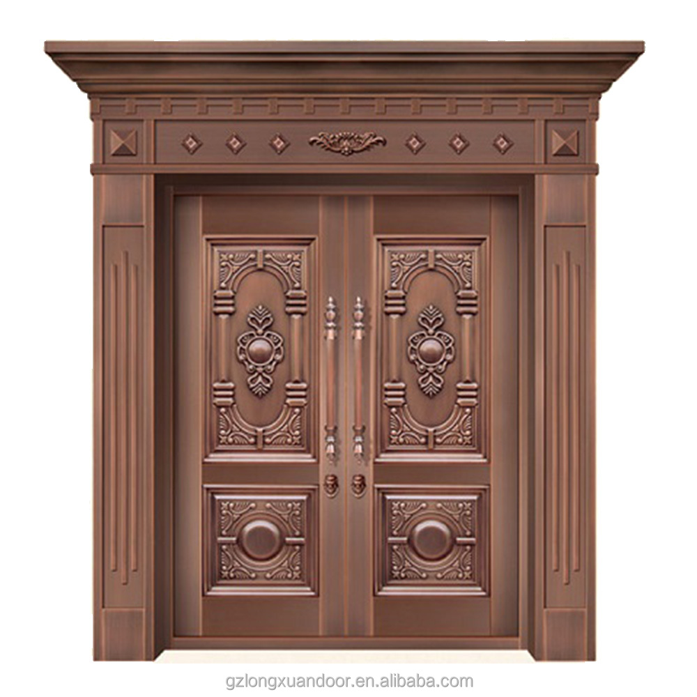 2025 Outdoor Security Door Copper Bulletproof Steel Plate Front for Villas Exterior Entry Door with Finished Surface