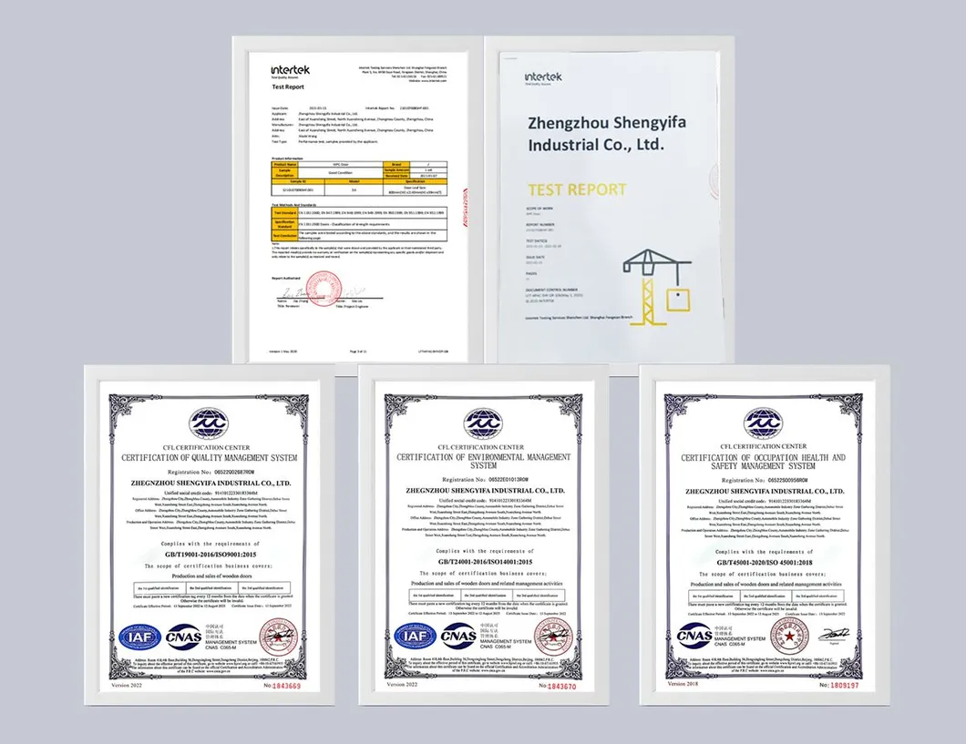 Waterproof Flame Retardant Interior WPC Bathroom Door Certification