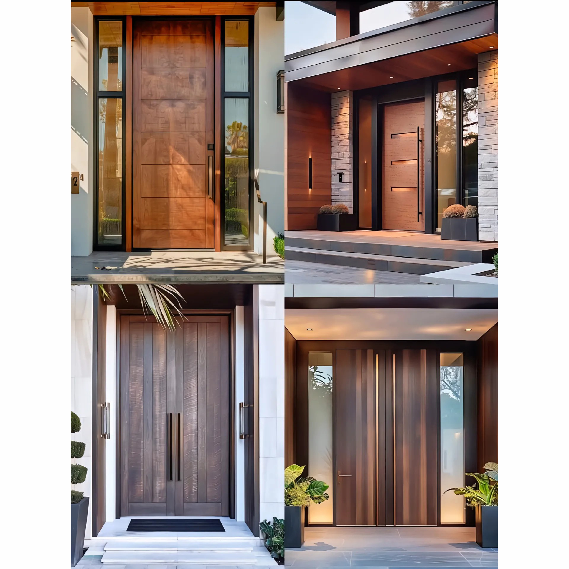 Modern Heavy Duty Large Wood Grain Aluminum Long Square Handle Front Entry Pivot Door