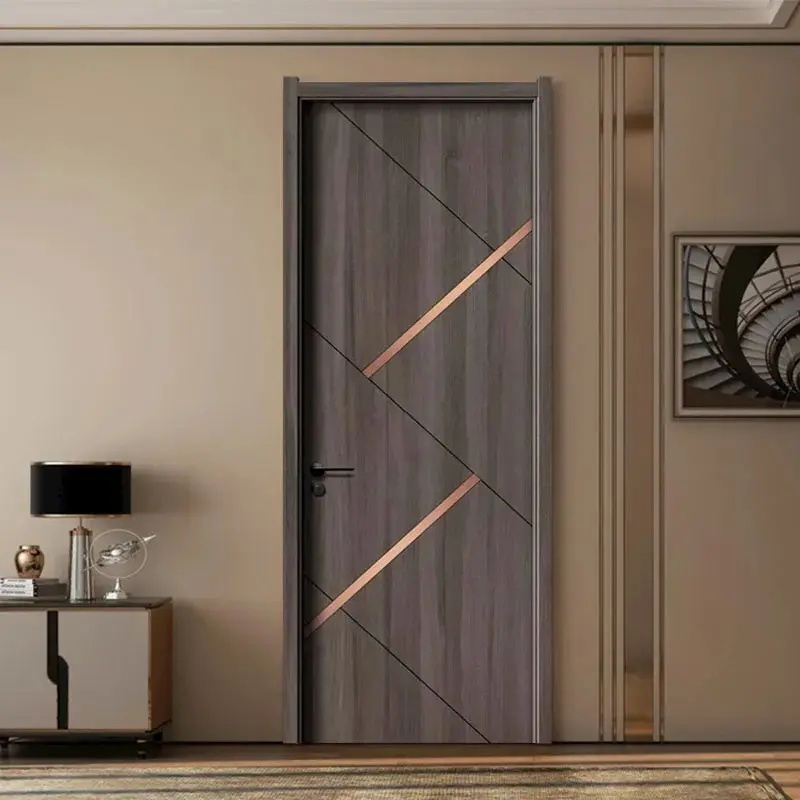Modern Design Interior WPC Bathroom Door Rustic Hollow Core Wooden Doors Waterproof Soundproof WPC PVC Toilet Door for House