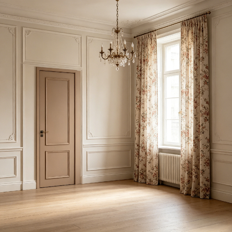 Custom French-style Solid Wood Composite Polymer Interior Doors With Sound Insulation For Hotel Apartment Bedroom