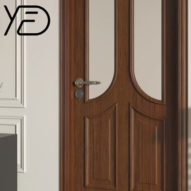 Premium PVC Glass Solid Wood Entrance Home Furniture MDF PVC Timber Interior Wooden Door for Modern Homes Kitchen Bathroom