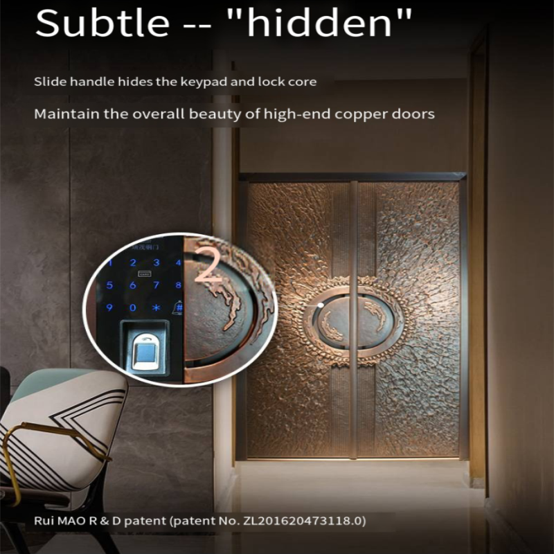 High-end Entry Door Luxury Copper Door Villa Anti-theft Smart Lock Automatic Pure Copper Double Entry Door