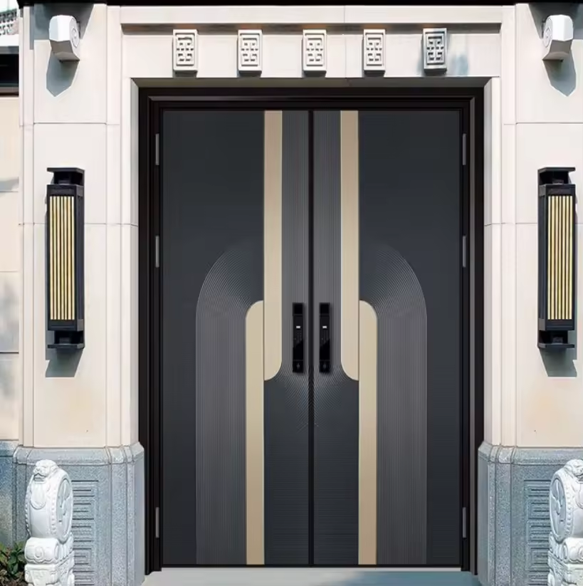 Modern Stainless Steel Fireproof and Bulletproof Metal Door Outdoor Entry Front Door Design for Home Escape Door