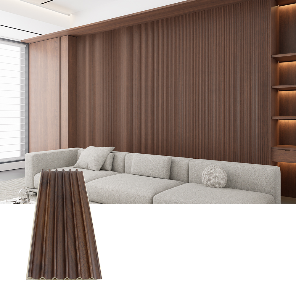 Eco-Friendly Fireproof Waterproof WPC Indoor Fluted Wall Panel Interior PVC Wood Alternative Decorative Cladding Panel