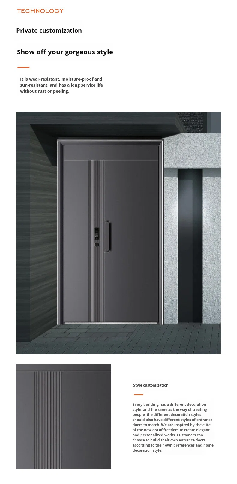Anti-Theft Entry Door Grade Double Security Door