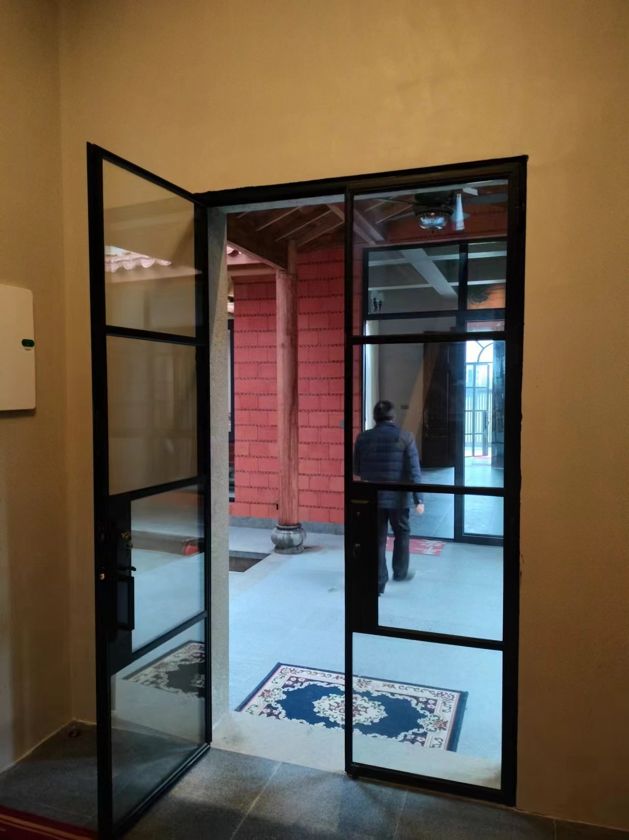 Pan Steel Factory Price Modern Luxury Main Entrance Steel Door with Double Tempered Glass for House Villa