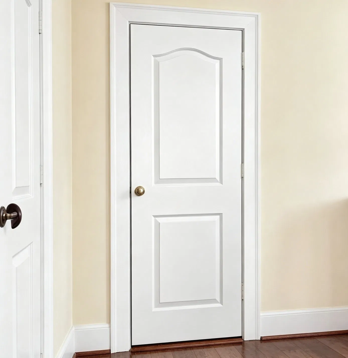 New Modern Bathroom Door White Interior Solid Wood Soundproof Oak Paneling Door with Frosted Glass