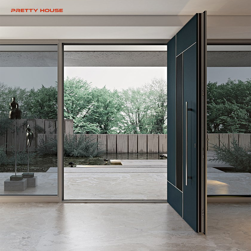 8 Foot Glass Pivot Exterior Door Aluminum Pivot Wood Exterior Door