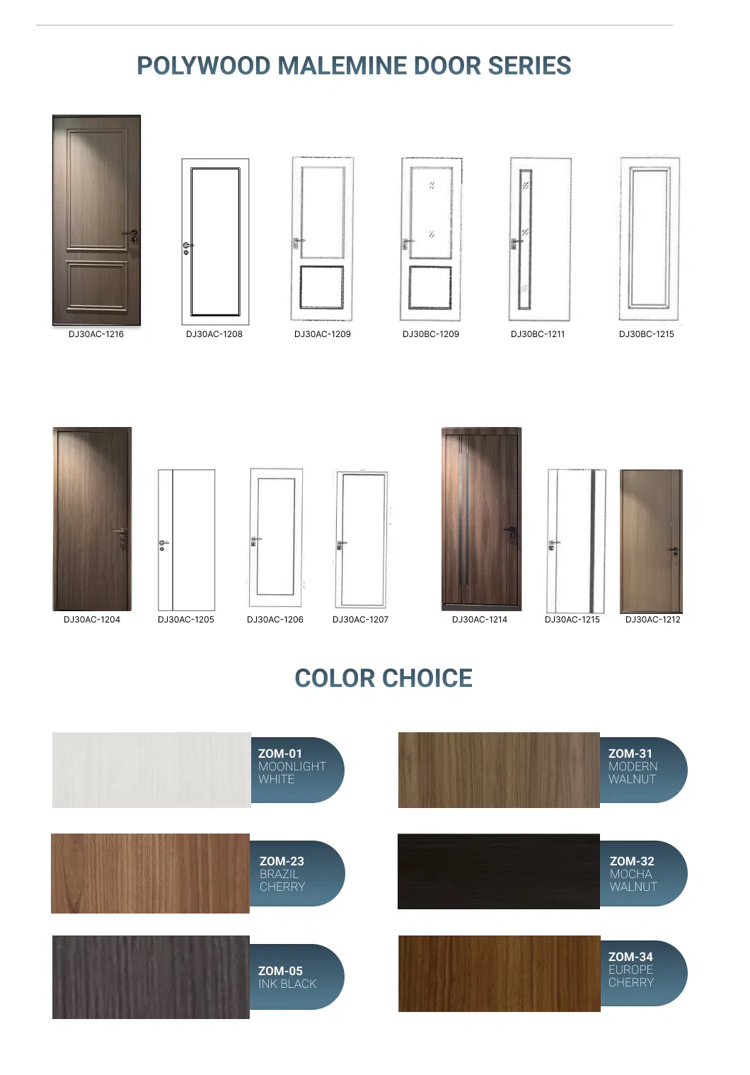 Custom Support Inside Interior Wood Fashion Timber Grey Indoor Melamine MDF Slab Door