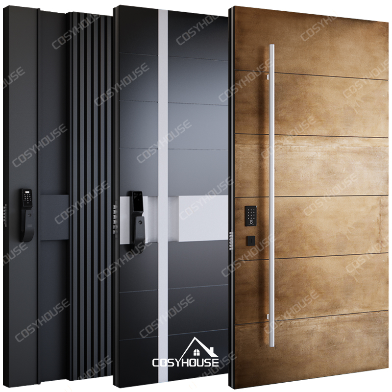 Cosyhouse Latest Design Copper Color Aluminum Armored Entrance Door Copper Finish Security Door Copper Gate Exterior Main Door