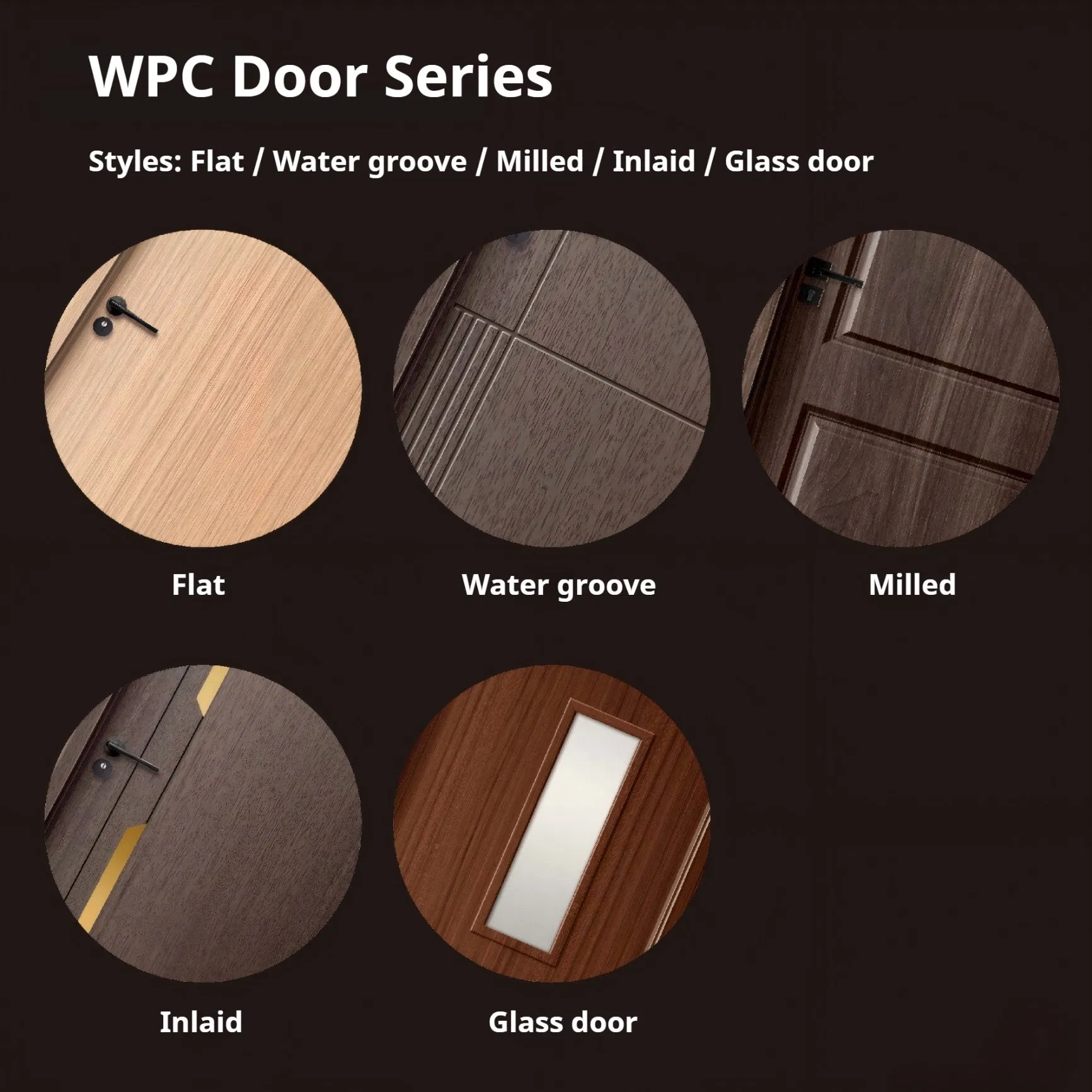 Custom OEM Modern Wooden Waterproof Door Luxury Internal Wood WPC Interior Door with Factory Wholesale Price for Bathroom Bedroom Apartments House
