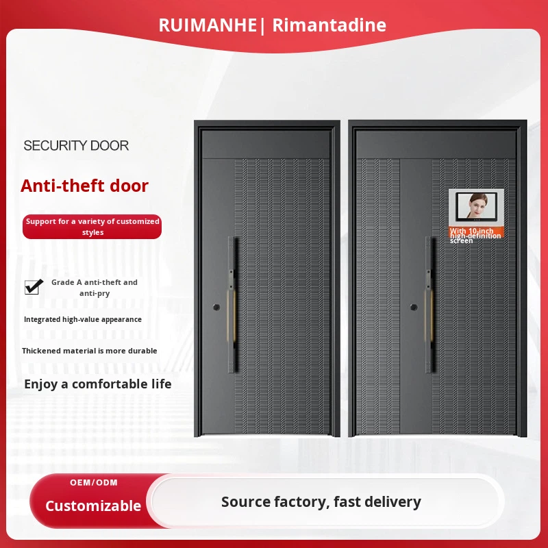 Anti-Theft Entry Door Grade Double Security Door Household Villa Modern Steel Postmodern Design Wholesale
