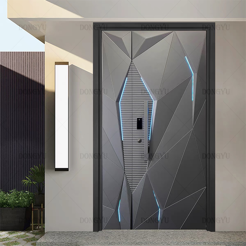 Fashion Design Aluminum Plate Carved Cast Door Avant-garde Fashion Classic Armored Security Copper Door