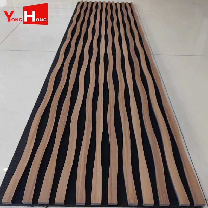 Professional SoundProof Panels For Walls Noise Cancelling Acoustic Wall Panel Eco-friendly PET Polyester Fiber Wood Veneer Slat