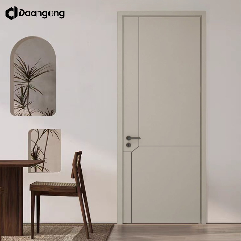 Flush Wooden Doors for Bedrooms Flat Panel Minimalist Design Engineered Wood Primed Ready to Paint for Renovation Project