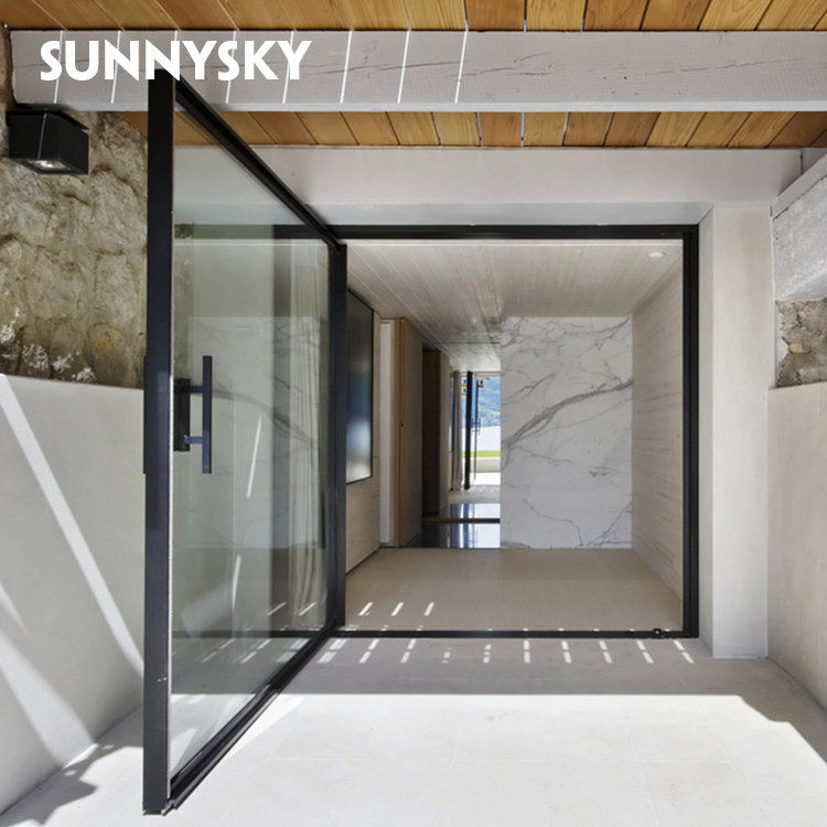 Modern Large Front Main Entrance Single Exterior Entry Aluminium Pivot Front Doors Details 4