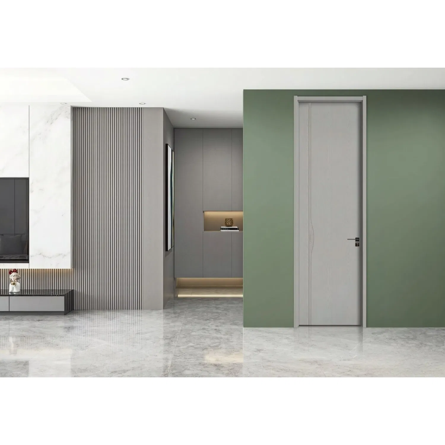 China Factory Price High Quality Doorable Wooden Soundproof WPC Waterproof Entrance PVC Bathroom Interior Melamine Interior Wooden Door