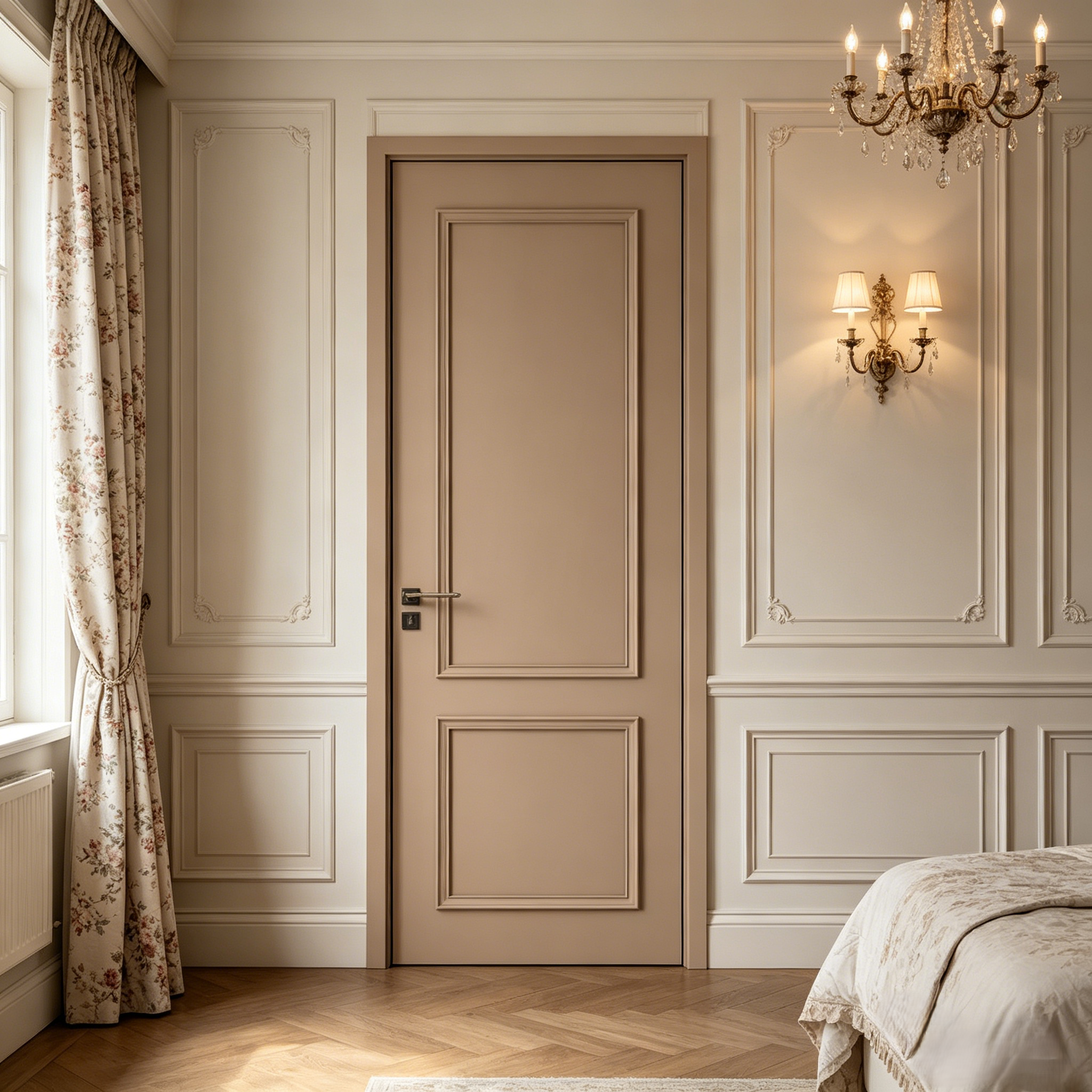 Custom French-style Solid Wood Composite Polymer Interior Doors With Sound Insulation For Hotel Apartment Bedroom