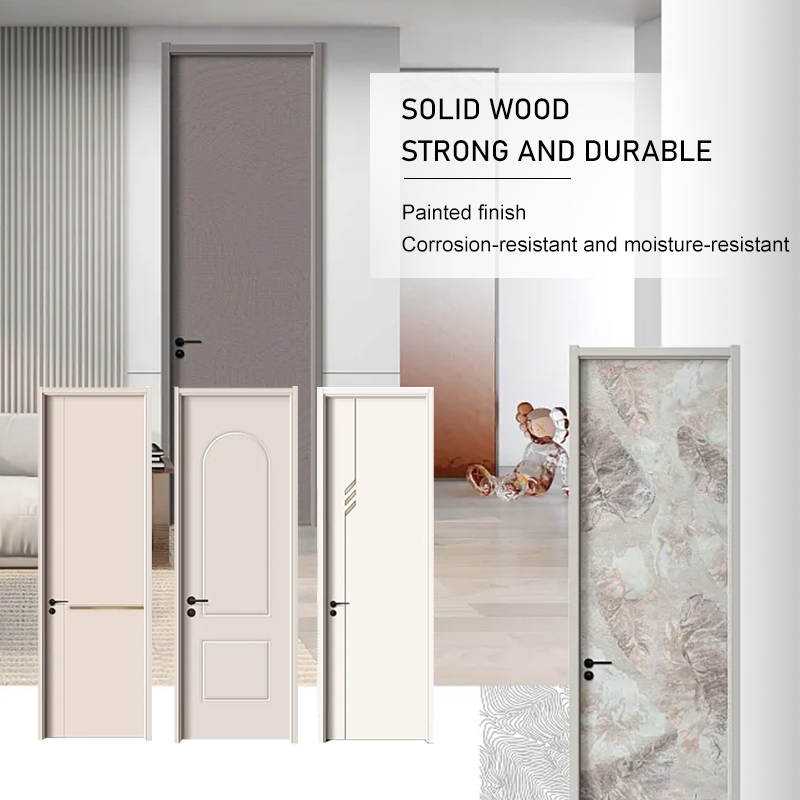 Natural Wood Veneer MDF Interior Door For Bedroom Living Room Modern Simple Design Household Internal Wooden Door Factory