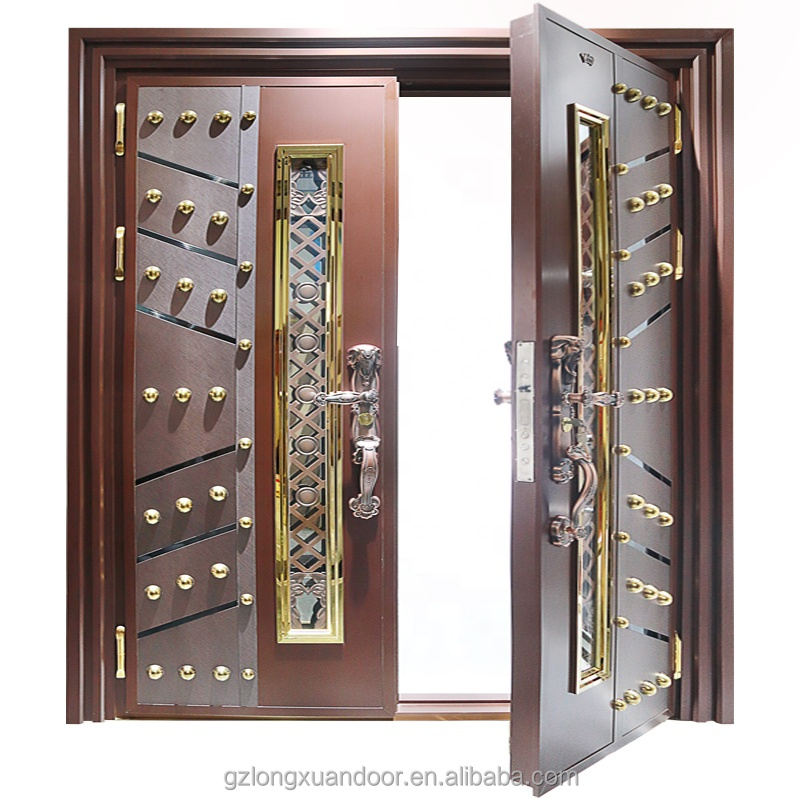 2025 Outdoor Security Door Copper Bulletproof Steel Plate Front for Villas Exterior Entry Door with Finished Surface