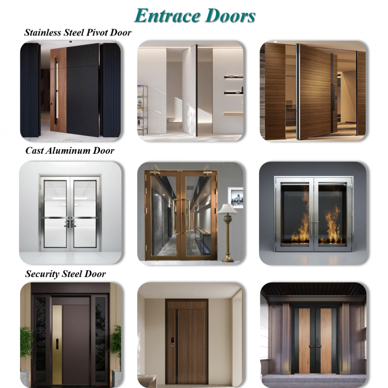 Modern Cast Aluminum Pivot Door - Heavy Duty Security Entrance Door for Main Entry