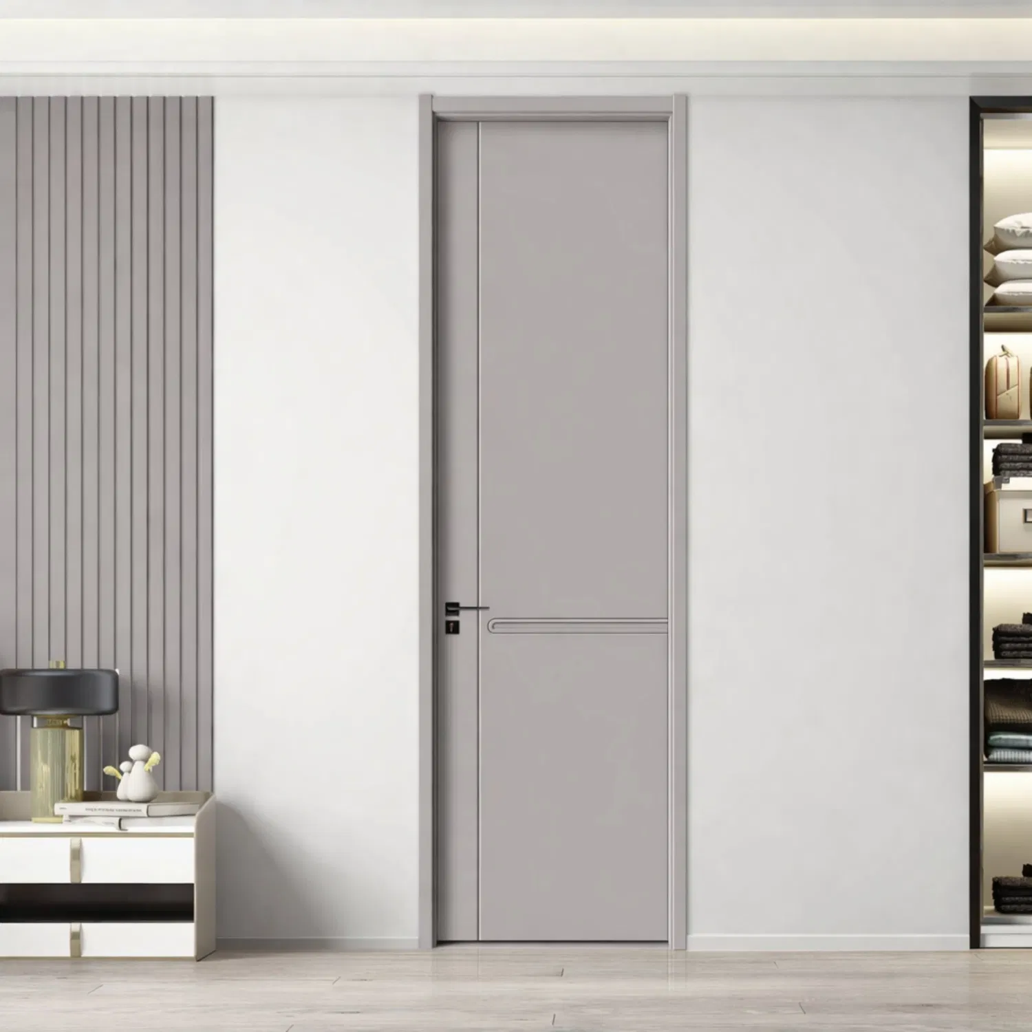 China Factory Price High Quality Doorable Wooden Soundproof WPC Waterproof Entrance PVC Bathroom Interior Melamine Interior Wooden Door
