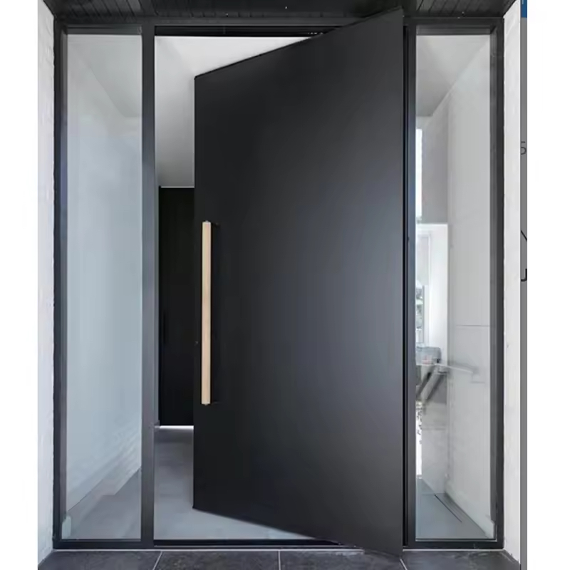 Customize House Anti-theft Entry Pivot Door Black Aluminum Stainless Steel Villa Exterior Security Entrance Front Main Door
