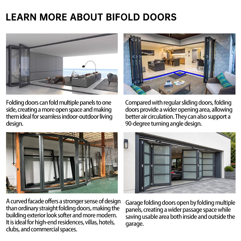EOKO Smooth Sliding Aluminum Bi-fold Door For Patio Entrance Space Maximizing Weatherproof Folding Glass Doors Villa