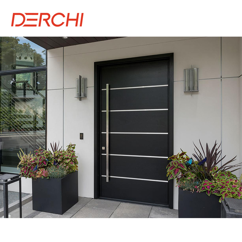 DERCHI USA Luxury Design Metal Entrance Door Exterior Security Front Pivot Door Entry Black Aluminum Stainless Steel Pivot Door