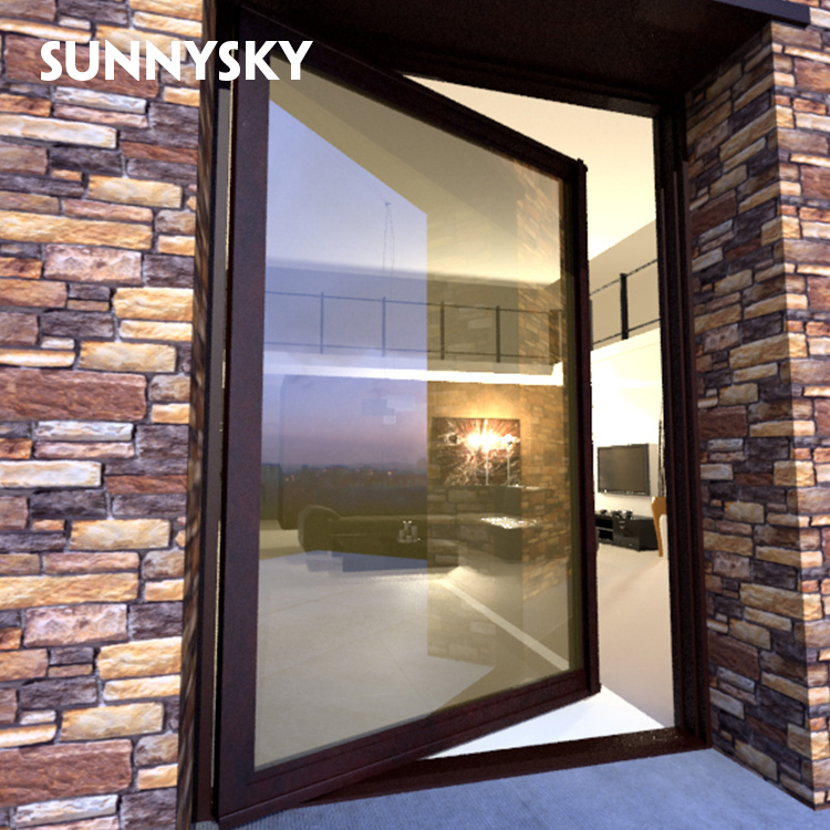 Modern Large Front Main Entrance Single Exterior Entry Aluminium Pivot Front Doors Details 2