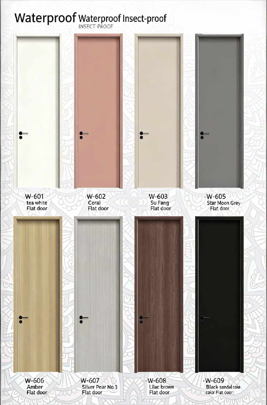 High Quality Contemporary Interior Full WPC PVC Door Wood Veneer Water Resistant Finished Screen Doors for Apartments Hotels