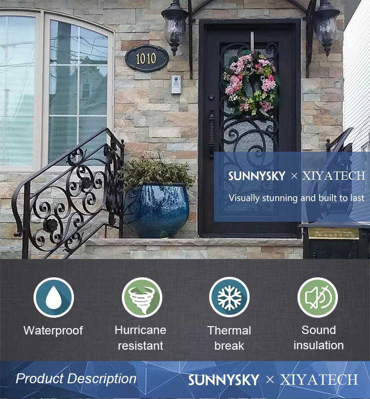 Main entrance security grilled wrought iron door