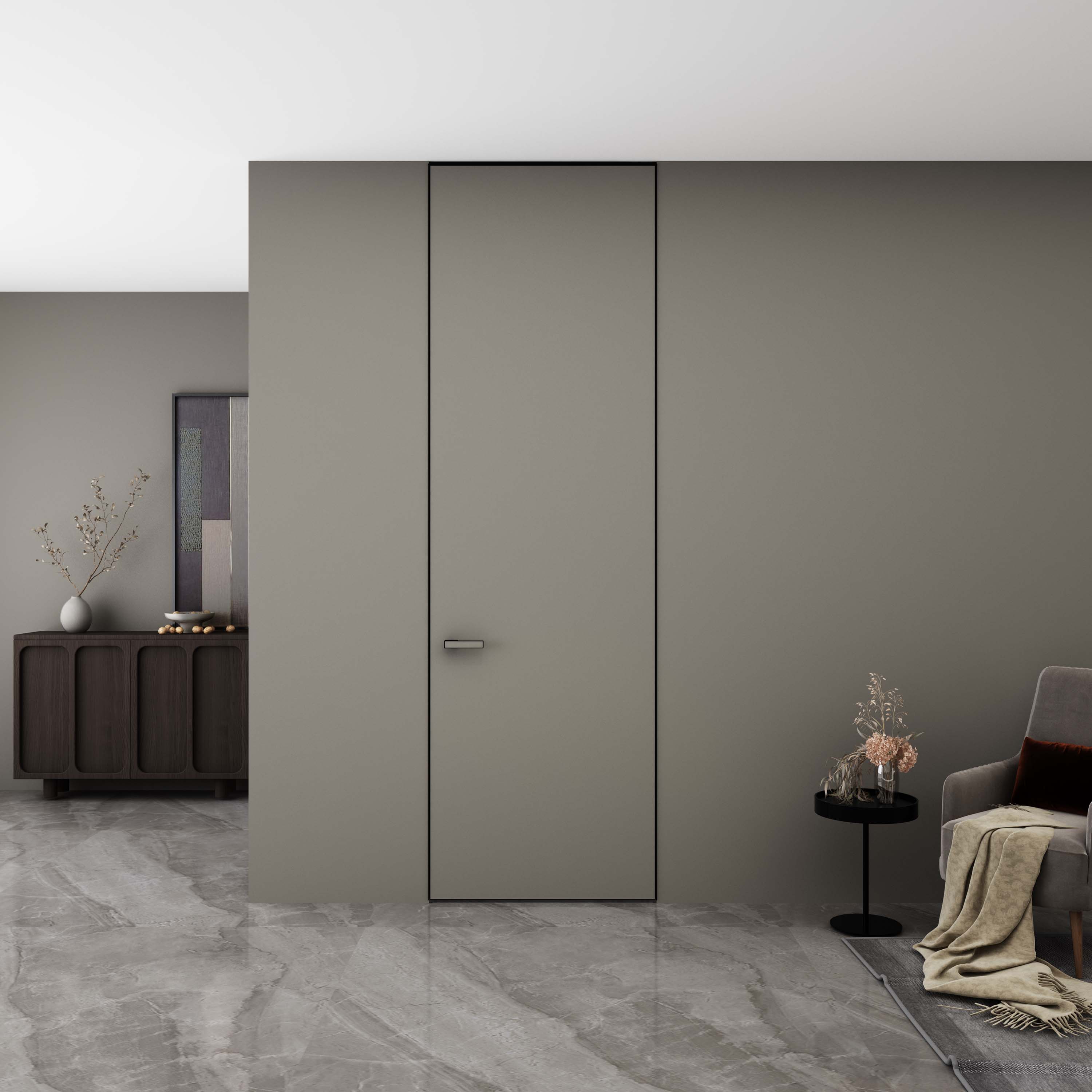 Modern Style Retro Classic Hidden Door High-Grade Aluminum And Wood Windproof Invisible Flush Interior Door Finished Surface