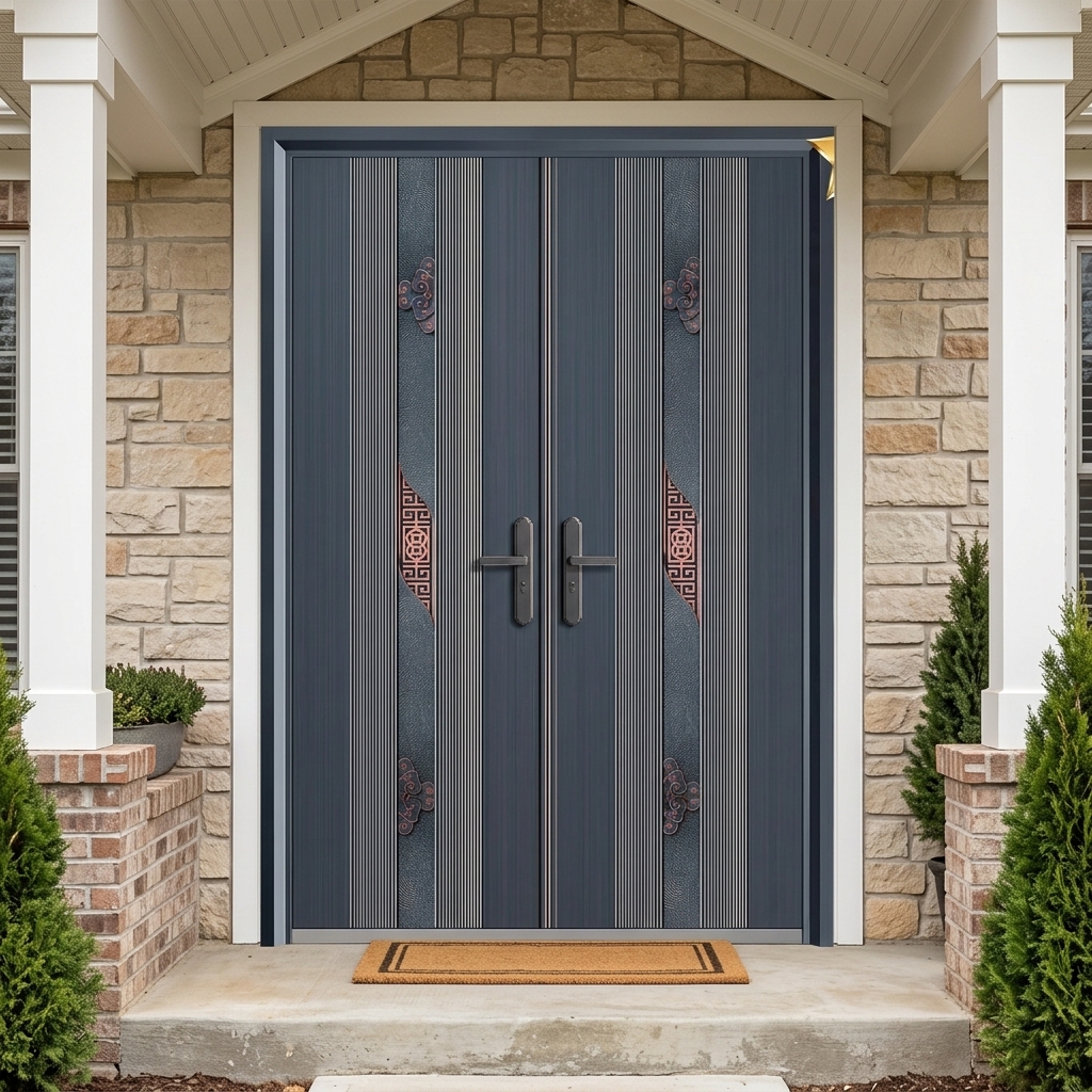 Ustomizablefinely Engraved All-aluminum Anti-theft Entrance Door for Villa Apartments with Waterproof and Secure Features
