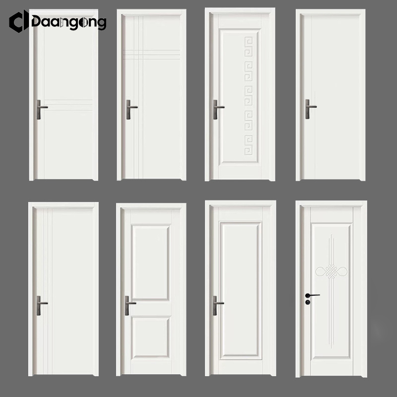 Flush Doors Interior Flat Panel Minimalist Design Engineered Wood Primed Ready to Paint for Renovation Apartment Project