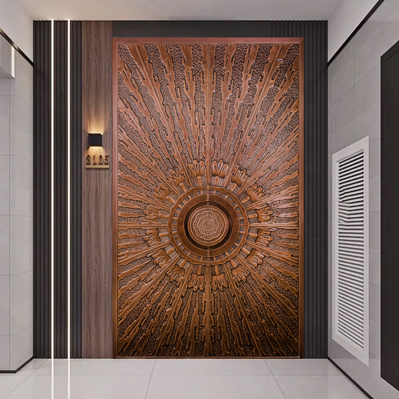 High Performance Solid Copper Front Door Luxury Antique Brass Handcrafted Villa Mansion Exterior Entry Security Gate