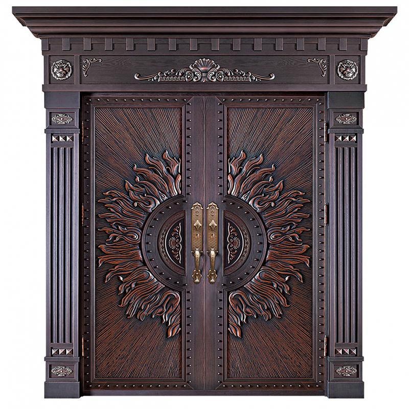 2025 Outdoor Security Door Copper Bulletproof Steel Plate Front for Villas Exterior Entry Door with Finished Surface