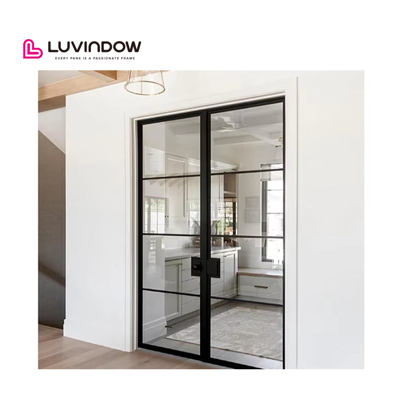Shandong Supplier Price Of French Exterior Double Glass Metal Security Steel Wrought Iron Double Front Entry Doors